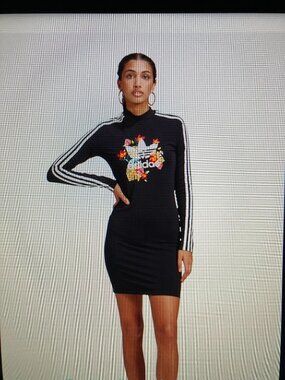 Adidas HER STUDIO Long Sleeve Black Mini Dress Women Size Large